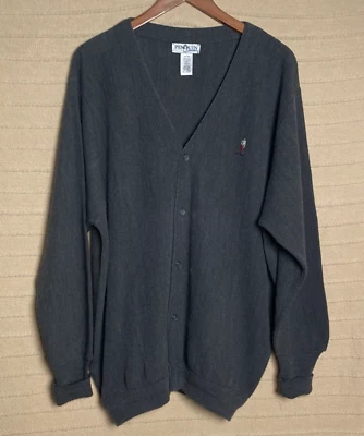 Vintage Penguin Sweater Mens Extra Extra Large Iron Gray Button Up Layer Grandpa - Image 1 of 4