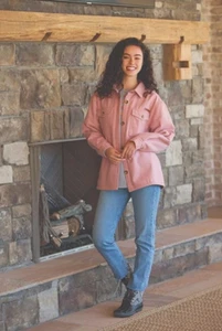 Cazadora Simply Southern Sherpa Forrada Rosa Polvorienta Botón Frontal Talla M - Imagen 1 de 9