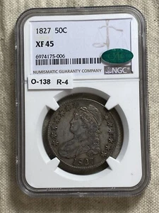 1827 Capped Bust Half Dollar NGC XF45 Square Base 2 O-138 R-4 CAC Approved - Picture 1 of 8