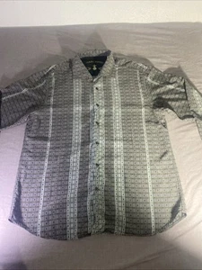 Tommy Bahama 100% Silk Button Shirt Mens Large Green Striped Plaid - Picture 1 of 20