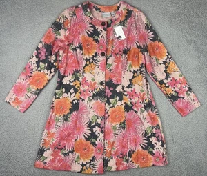 Susan Graver Jacket Womens Medium Pink Floral Jacquard Metallic Button A347098 - Picture 1 of 16