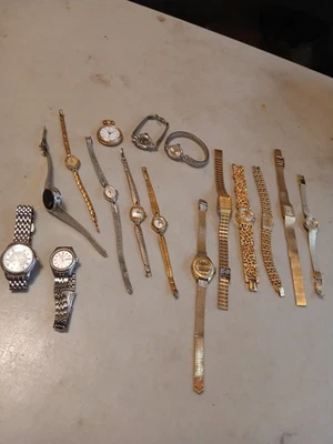 批量 16 件 女士手表 复古 BULOVA GRUEN BENRUS WALTHAM WITTNAUER 一些跑步 — 第 1/4 张图片