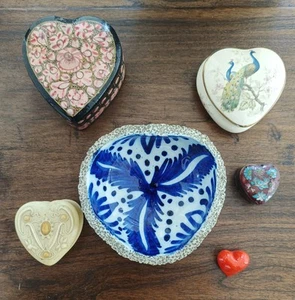 5 cajas de platos de baratija vintage en forma de corazón (1 x Royal Worcester) - Imagen 1 de 14