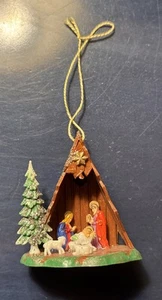 Vintage Miniature Nativity Scene Diorama Plastic 2" Hong Kong - Picture 1 of 5