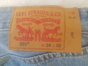 Jeans Levi Strauss & Co Azul Ingeniería Bolsillos Delanteros Abotonados 501 W34xL32 - Imagen 1 de 11