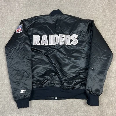 Chaqueta de bombardero satinada de los Oakland Raiders de colección de los 90 para hombre grande fútbol americano de la NFL Foto 1 de 4