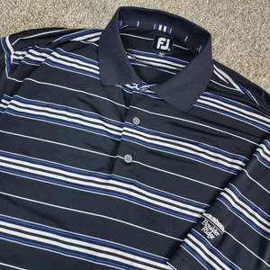 Polo de golf FootJoy para hombre grande negro blanco a rayas rendimiento elástico SS - Imagen 1 de 6