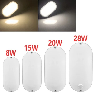 LED Feuchtraumleuchte Wandlampe Mit Bewegungsmelder Ovalleuchte Kellerleuchte DE - Bild 1 von 4