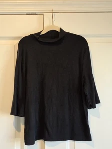 A New Day Women's Short Sleeve Slim Fit Ribbed Shirt  Black Mock Collar Medium - Picture 1 of 10
