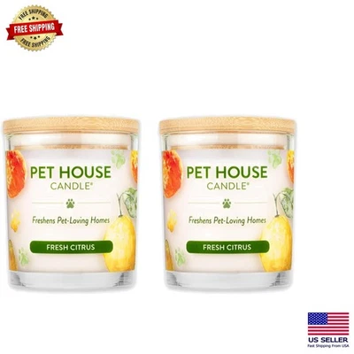 Luxurious Plant-Based Soy Candles - Fresh Citrus Pet Odor Eliminator Pack of 2 - Image 1 of 4