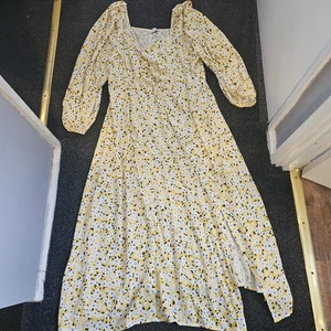 Papaya Yellow Floral Long Dress Size 22 - Picture 1 of 2