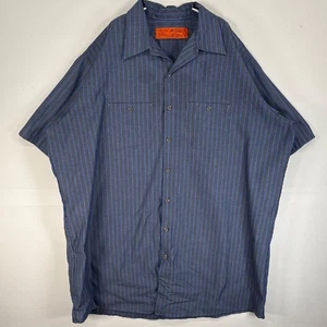 Red Kap Men's Vintage Short Sleeve Work Shirt XXL Gray Stripe Cotton Polyester - Picture 1 of 5