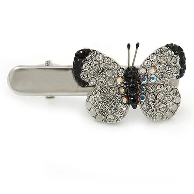 Прозрачный/черный австрийский кристалл бабочка волос клюв зажим/Concord зажим в серебре - Изображение 1 из 4