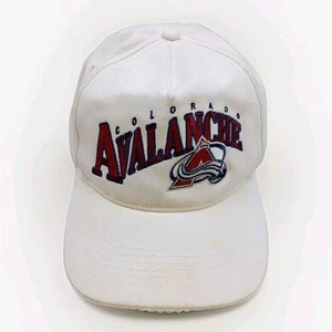 Vintage COLORADO AVALANCHE NHL Hockey Hat - Strap Back White Embroidered LOGO - Picture 1 of 6
