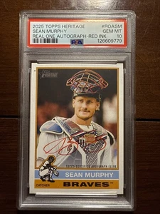 2025 Topps Heritage Sean Murphy Real One Auto Red Ink /76 Atlanta Braves PSA 10 - Picture 1 of 5