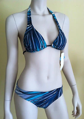 BADGLEY MISCHKA Traje de Baño Halter Top Bikini Parte Inferior Verde Gris Multi Talla 8  Foto 1 de 4