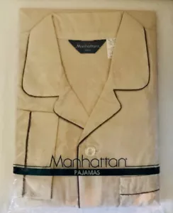 Neu Vintage Manhattan Pyjama Set langarm langes Bein groß beige - Bild 1 von 3