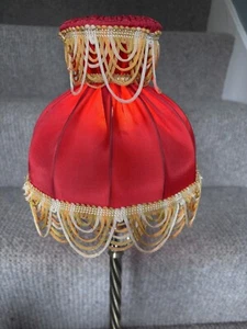 Small Satin Fringed Waisted Vintage Lampshade Cottagecore Decor - Picture 1 of 15