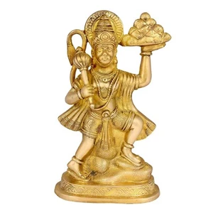 MULTISTORE ENTERPRISES Brass Lord Hanuman Murti for Home PujaCarrying Sanjeevani - Picture 1 of 1