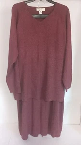 Preston & York Premiere Sweater & Skirt Set Size XL/L Wine Purple Silk Blend - Picture 1 of 9