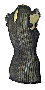 LADAKH SleevelessRuffleStretchySheerBlackLacePartySize8*EUC - Picture 1 of 4