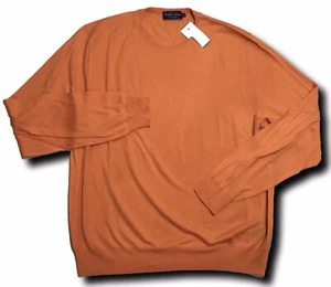700$ Ralph Lauren Purple Label Orange Crewneck Sweater Size Medium Made In Italy - Picture 1 of 4