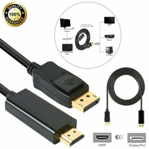 Gold Plated DisplayPort DP to HDMI PC Laptop HDTV Audio Video Cable 1080p 6 Feet - Picture 1 of 12