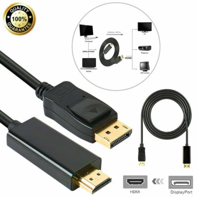 Gold Plated DisplayPort DP to HDMI PC Laptop HDTV Audio Video Cable 1080p 6 Feet - Image 1 of 4