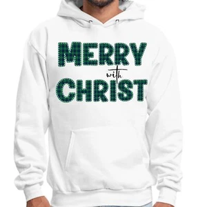 Sudadera con capucha gráfica para hombre Feliz con Cristo - verde a cuadros vacaciones de Navidad - Imagen 1 de 54