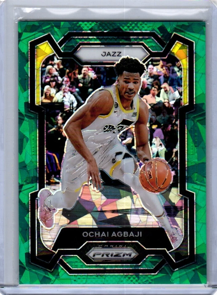 2023-24 Panini Prizm Ochai Agbaji #92 (027/225) (Utah Jazz) Green Ice /225 - Image 1 of 2