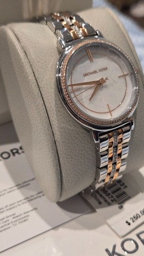 Orologio Michael Kors MK3831 Cinthia Bicolore Acciaio Inox MOP Cristallo Nuovo con etichette