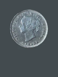 1885 Canada 5 Cents (Large 5) Silver Coin - VF+ (Very Fine) condition - Picture 1 of 2