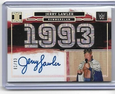 JERRY THE KING LAWLER Panini Impeccable 1993 SUMMERSLAM WWE AUTO AUTOGRAPH /93 - Image 1 of 2
