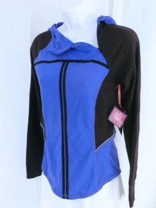 CYNTHIA ROWLEY NWT Mujer Royal Blue Black Full Zip Chaqueta atlética con capucha Sz S - Imagen 1 de 8