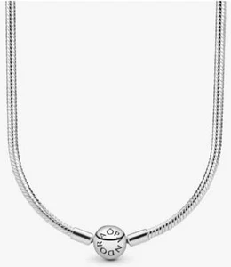 AUTHENTIC PANDORA Silver Moment Logo Snake Chain Necklace (590742HV) - Picture 1 of 5