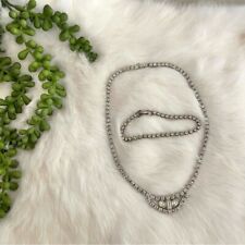 Vintage Rhinestone Necklace Bracelet Set Formal Glam Gold Tone