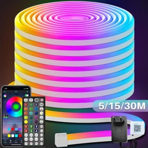 RGB Dimmbar Neon LED Strip Streifen 220V 230V Flex Schlauch diffus Lichtband DE - Bild 1 von 16