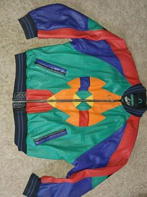 Mens WINLET -Sz L Vintage 80s 90s ART-to-WEAR Southwest BOMBER Leather Jacket - Image 1 of 4