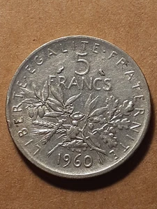 1960 5 FRANCS FRANCE SILVER - Picture 1 of 2