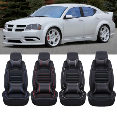 For Dodge Avenger Car Seat Covers 2/5-Seater Full Set Cushion Luxury PU Leather - Image 1 of 4