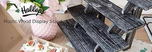 Hallops Rustic Cupcake Stand - Wooden Retail Table Display. Wood Cake Stand Disp - Picture 1 of 11