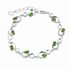 De Buman 2.60ctw Diopside & Solid 925 Silver Bracelet - Picture 1 of 4