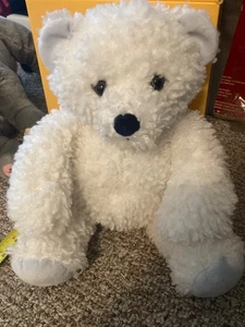 Vintage Manhattan “Curly Q” Polar Teddy Bear Plush 12" Stuffed blue feet White - Picture 1 of 6