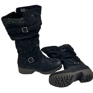 Maurices Veronica weite halbhohe Stiefel schwarz Wildlederimitat Größe 7,5 M Schnalle lässig - Bild 1 von 5