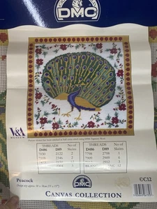 DMC Euro Peacock Tapestry Canvas V&A Collection 38x38cm 15x15” New - Picture 1 of 3