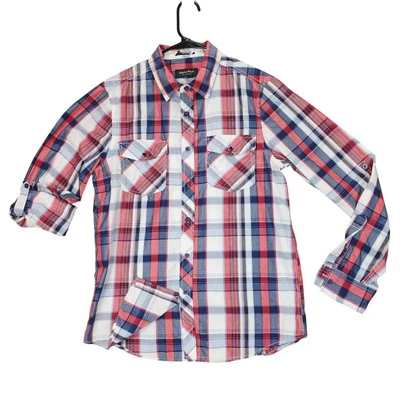Eighty Eight Platinum M Button Up Shirt Men Plaid Red White Blue Western Cowboy - Image 1 of 4