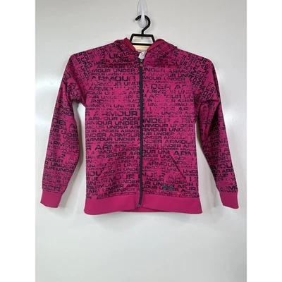 Under Armour Sudadera con Capucha Cremallera Completa Para Mujer Pequeña Rosa Negra Logo Estampado Chaqueta Foto 1 de 4