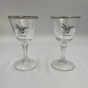 Lote de copas cordiales de vino serie Federal Glass Sportsman de colección con respaldo de lona de pato - Imagen 1 de 4