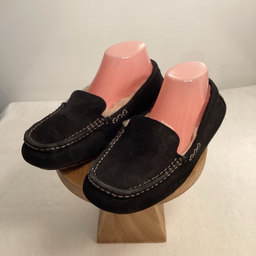 Scarpe ciabatte mocassino UGG Australia Ansley donna taglia 9 pelle nera montone