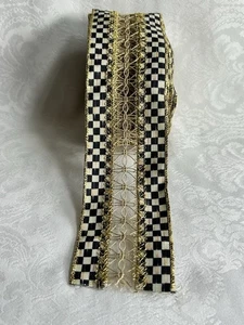 1 Spool (10 Yard x 3 inch) Mackenzie Childs PRECIOUS METALS HOLIDAY Wired RIBBON - Picture 1 of 4